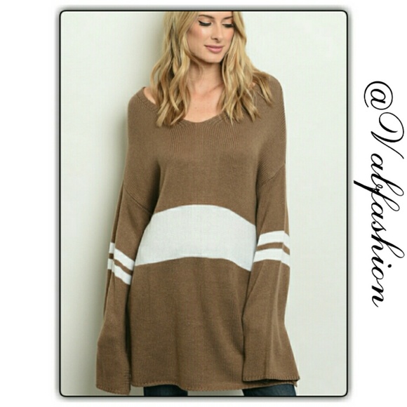 Vabfashion Sweaters - BELL SLEEVE MOCHA SWEATER!🍁